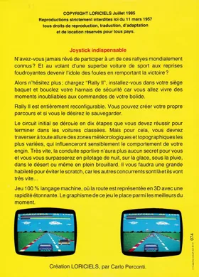 Rally II (F) (1985) box cover back